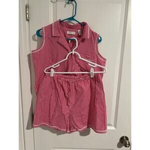 Lord & Taylor Pink/White Gingham Set – Size Medium